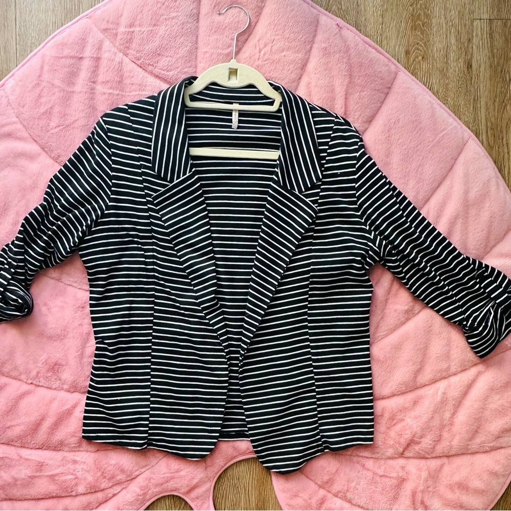 Black and White Striped Women's Blazer
